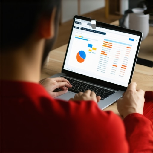 Business owner analyzing financial data on a computer