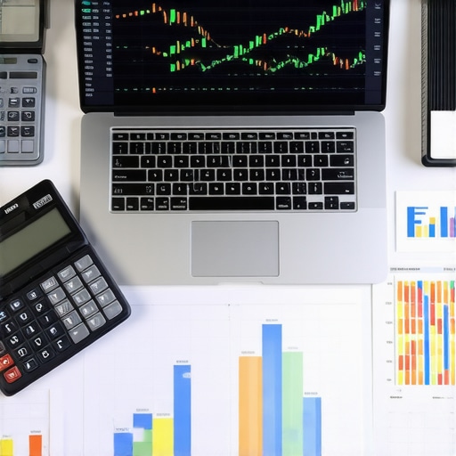 A workspace with financial software, charts, and accounting tools indicating ongoing financial management.