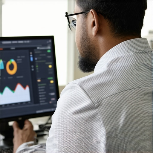 Business owner maintaining accounting software on a computer