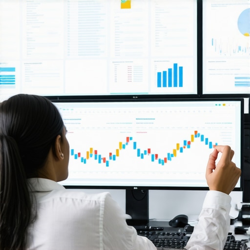 Accountant analyzing digital financial dashboards on multiple screens, highlighting the importance of ongoing financial management.