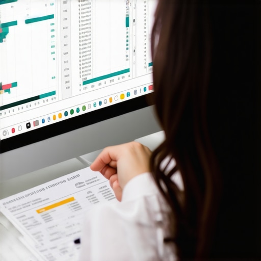 Accountant analyzing overdue receivables on a computer