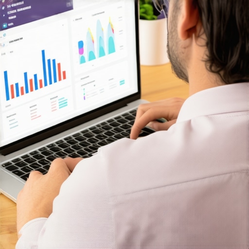 Business owner analyzing financial data on a laptop