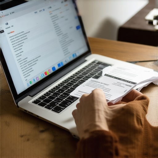 Business owner reviewing digital expense documentation on a laptop.