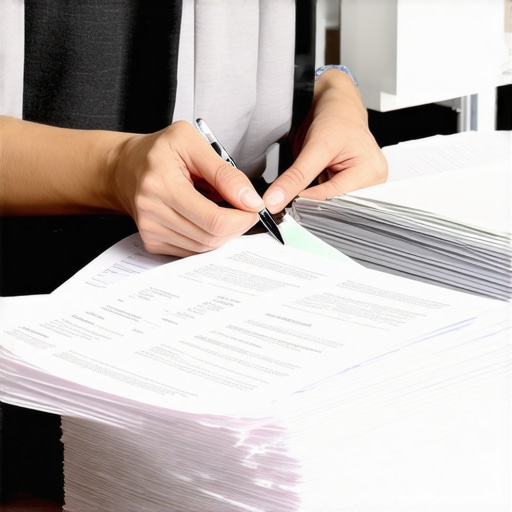 Person sorting and organizing receipts and documents for R&D tax credit claims