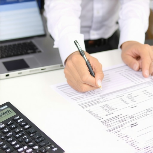 Person analyzing financial documents for tax deduction optimization.