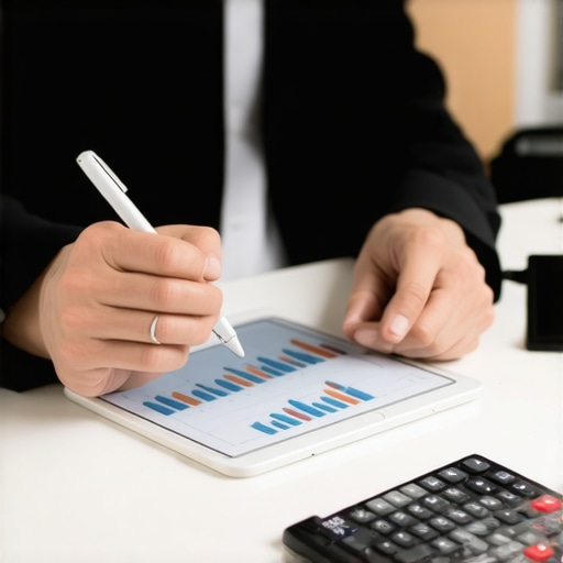 Person working on financial management tools on a tablet.