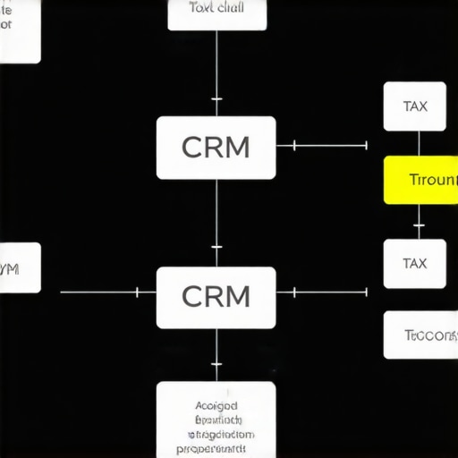 Diagram showing data flow between CRM and accounting software for tax compliance