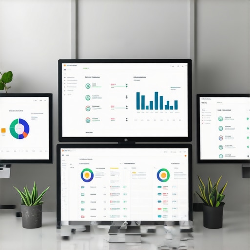 Screens displaying financial dashboards and automation tools for tax and payroll management.