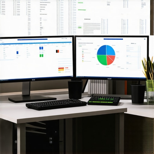 A professional accountant's desk with financial software displays and checklists.