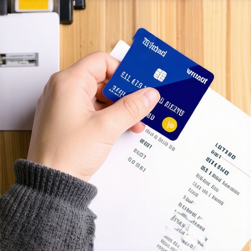 Person using software to match credit card transactions with bank statements.
