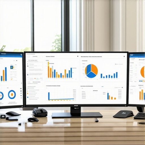 Efficient Financial Management Workspace A workspace setup showing accounting dashboards on screens, symbolizing modern financial systems.
