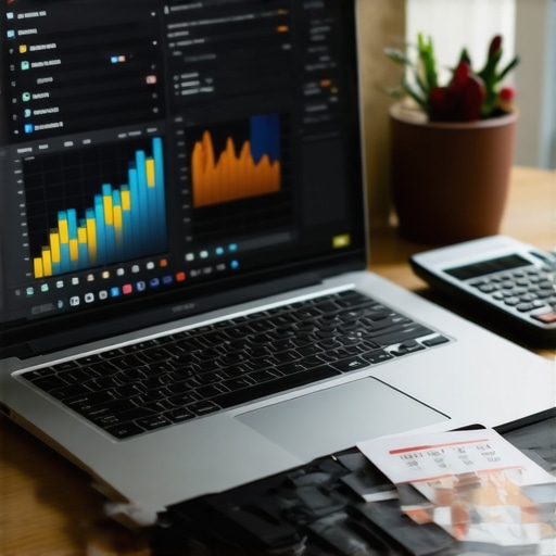 A workspace with a laptop and financial documents showing streamlined business accounting.