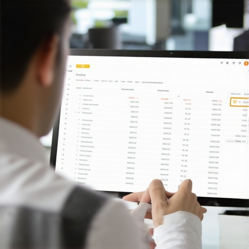 Business owner analyzing payroll reports on computer with highlighted inconsistencies.
