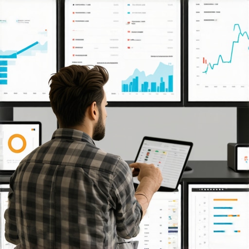 Business owner analyzing financial data on screen to inform hiring