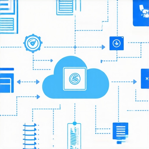 Illustration of interconnected financial management tools for automated bookkeeping and compliance