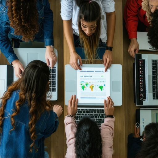 International team working on payroll management with computers and documents.