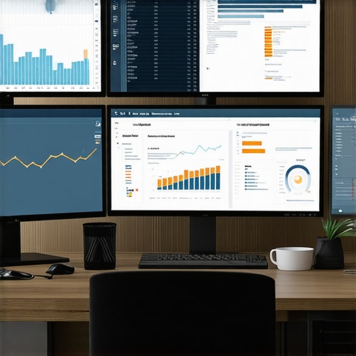 High-tech CPA workspace showing financial dashboards and audit reports
