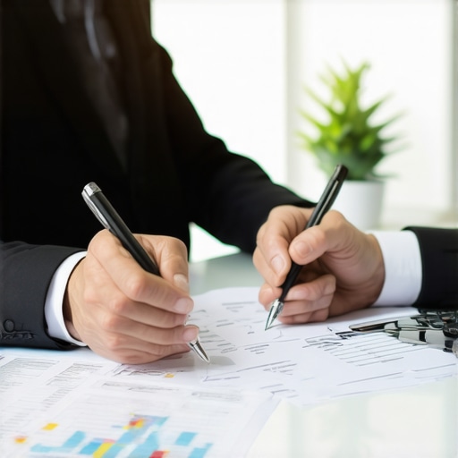 Entrepreneur discussing financial strategies with accountant during a meeting