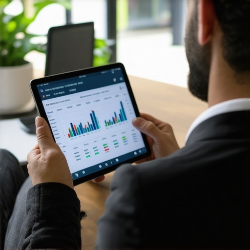 Streamlining Financial Operations with Technology A professional accountant working with digital financial tools on a tablet