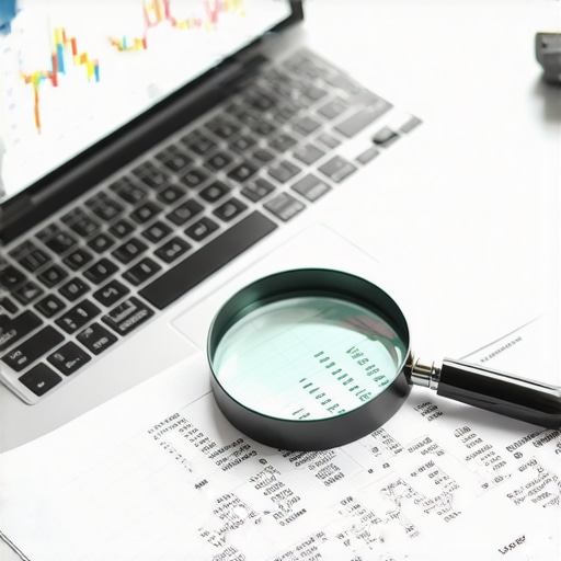 Advanced Financial Audit Analysis Close-up of financial documents and digital charts for tax planning.