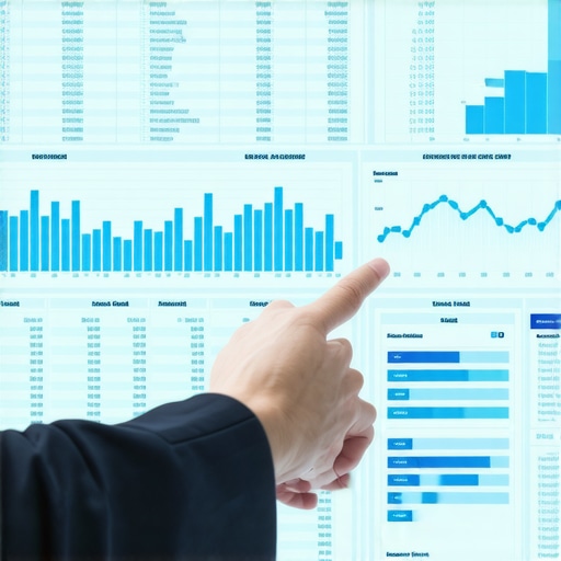A close-up of a financial balance sheet on a screen with data visualizations.