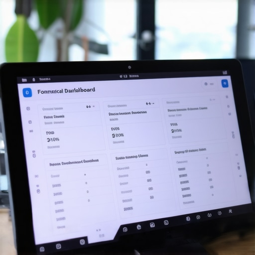 Advanced Lease Accounting Dashboard for Small Businesses A digital tablet showing lease compliance software and financial data visualizations for business maintenance.