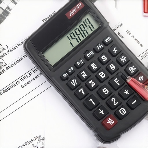 Analyzing Complex Asset Disposition Tax Forms A detailed view of complex tax forms and a calculator used for analyzing asset disposition for tax compliance.