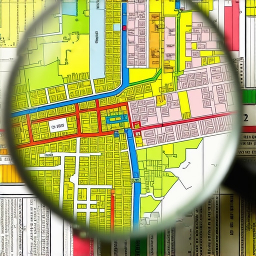 Analyzing local tax jurisdictions and nexus A magnifying glass focusing on complex local tax boundaries on a map.