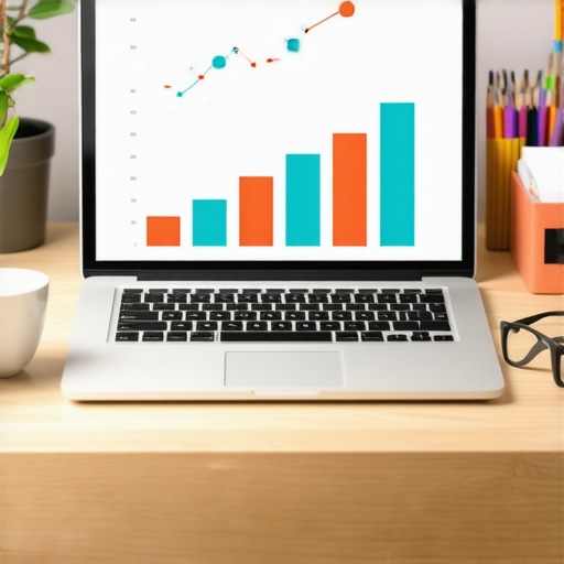 Automated Cloud Accounting Dashboard A clean business workspace featuring a laptop with financial charts and cloud sync symbols.