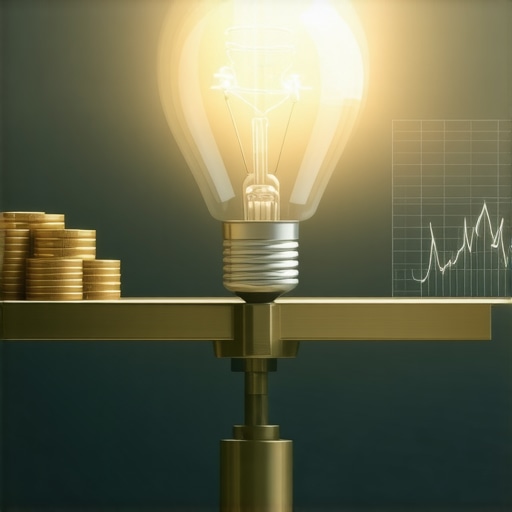 Illustration showing the weight of a business idea against financial data for valuation purposes.