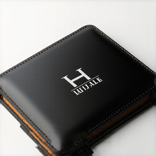 A leather tech organizer with a corporate logo illustrating a tax-deductible promotional item.
