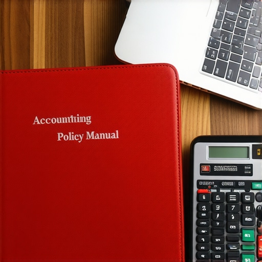 Business Accounting Policy Manual Accounting policy manual on a desk for audit compliance
