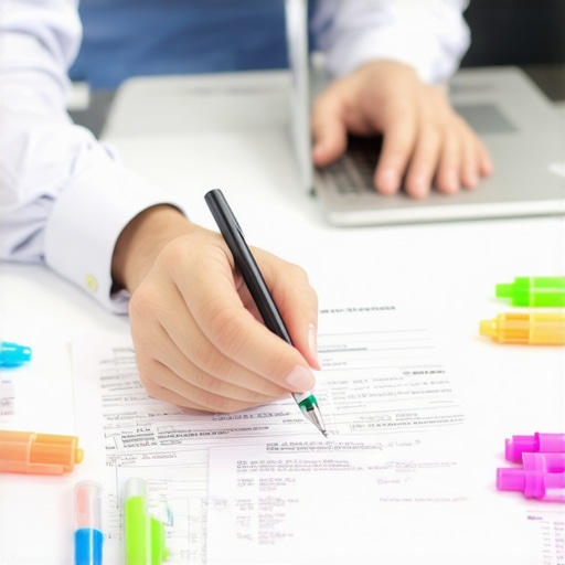 Business owner and accountant reviewing employee classification documents Professional reviewing 1099 and W-2 classification papers to ensure tax compliance.