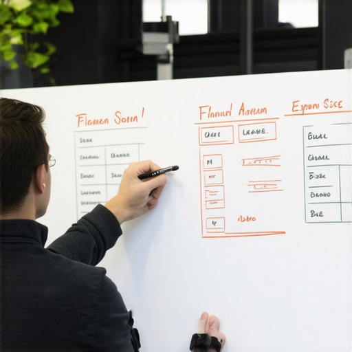 Calculating true business break-even points A business owner mapping out financial expenses on a whiteboard
