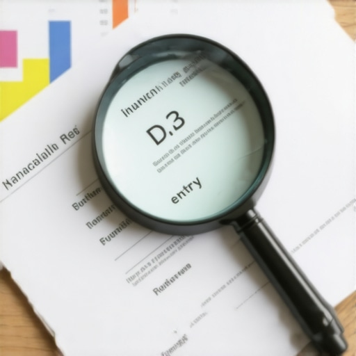 Financial report under a magnifying glass