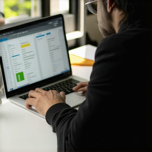 Digital Financial Organization for Small Business An entrepreneur organizing digital receipts and financial files on a laptop for audit protection.