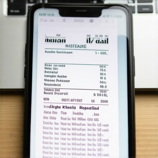 A smartphone showing a digital scan of a business receipt with handwritten business purpose notes.
