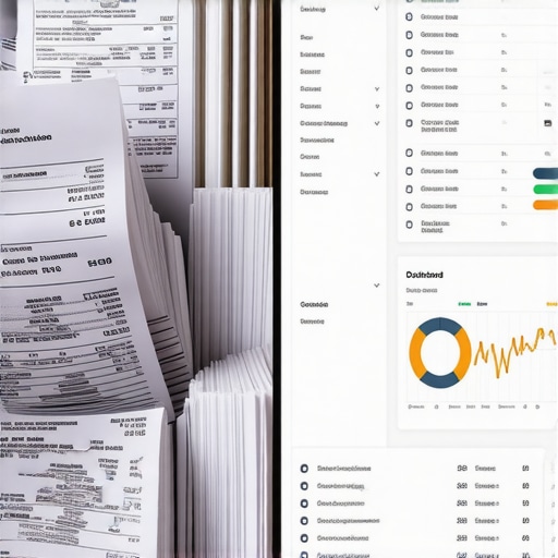 A comparison showing the difference between disorganized paper records and a streamlined digital tax preparation dashboard.