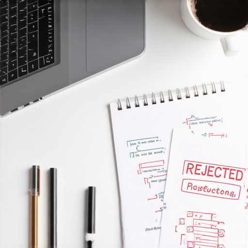 A desk with a laptop and discarded technical diagrams illustrating the process of experimentation for tax documentation.