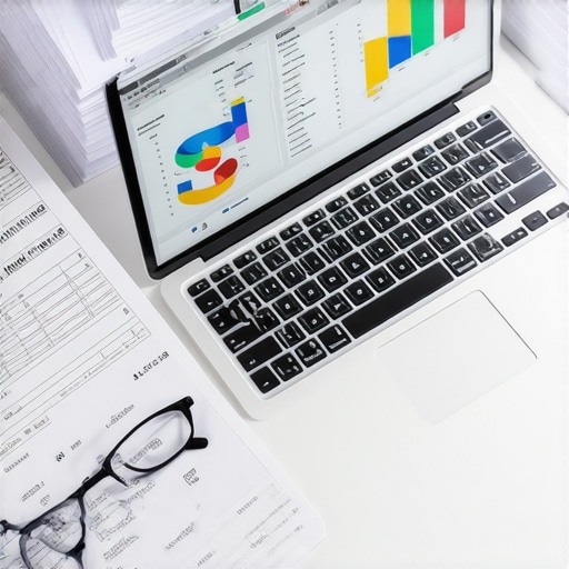 Professional workspace showing financial software and tax compliance documents