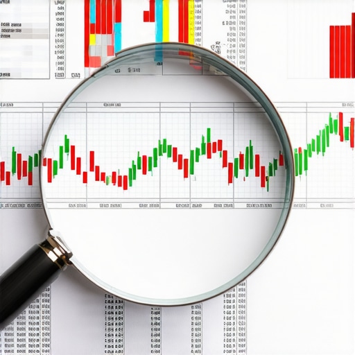 Professional accountant using a magnifying glass to inspect financial records for discrepancies.
