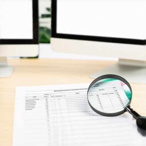 A magnifying glass over a financial spreadsheet illustrating advanced tax review.