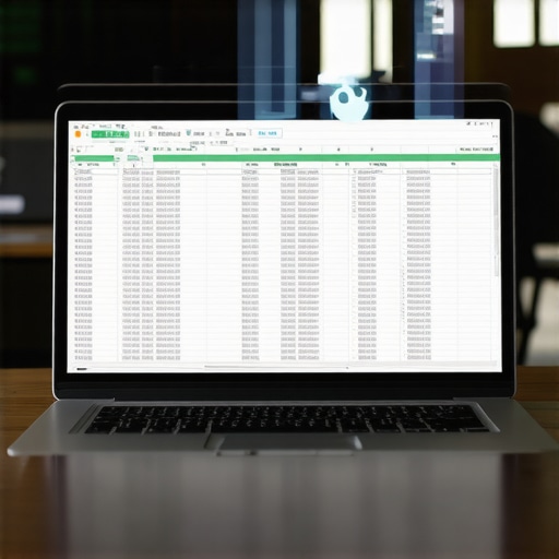 A conceptual representation of ghost assets on a balance sheet with a laptop and digital overlays.