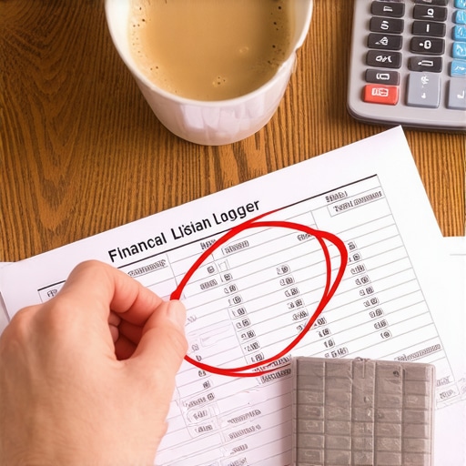 Close-up of hand auditing financial documents with a red pen