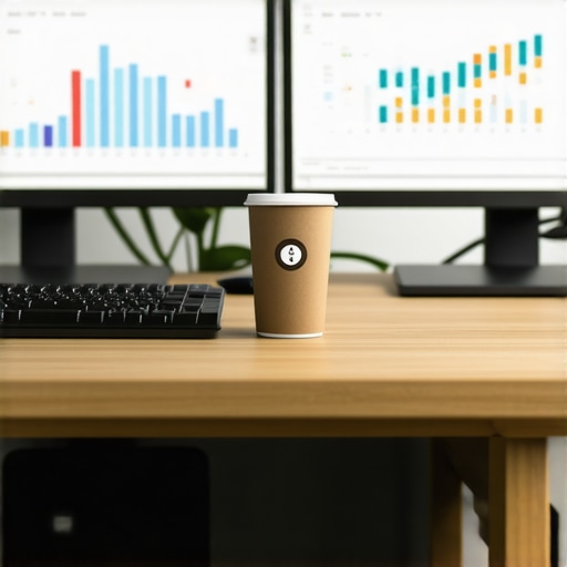 Professional financial dashboard and accounting tools on a modern desk
