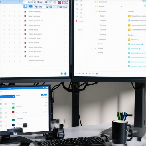 A modern tech-driven workstation illustrating the integration of project management and accounting software for R&D tax credits.