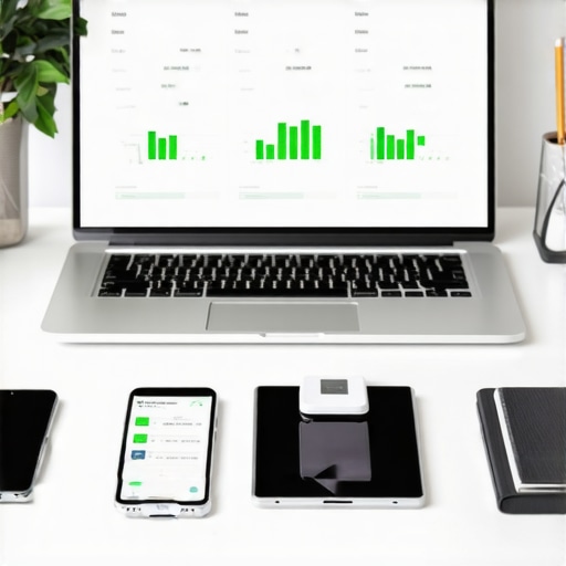 A clean desk setup showing modern accounting tools and financial dashboards for business maintenance.