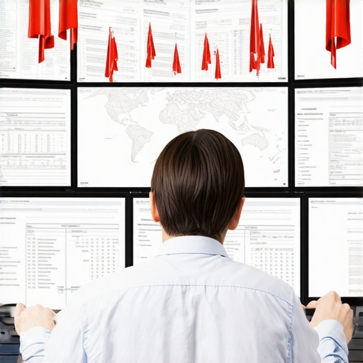 An accountant analyzing multi-state tax compliance risks on a digital dashboard.
