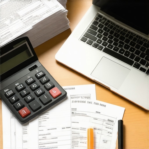 A business owner performing a manual audit of payroll tax documents and bank statements to find discrepancies.