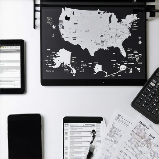 A desk workspace showing tools for managing complex local tax jurisdictions and home-rule compliance.